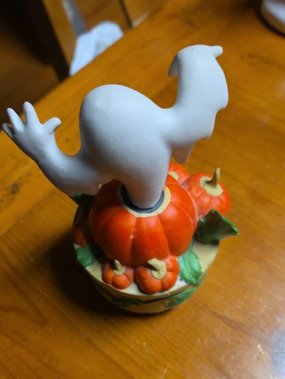 Vintage Target White Ghost with Orange Pumpkin Stack Halloween Musical Figurine